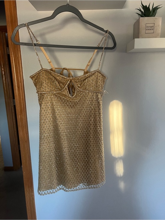 For Love And Lemons Dresses & Skirts - For Love & Lemons Gold Beaded Lattice Slip